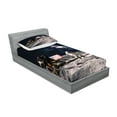 thumbnail image 2 of Ambesonne Galaxy Fitted Sheet & Pillow Sham Set, Rocket Travelling Space, Twinxl, Grey Navy Blue, 2 of 2