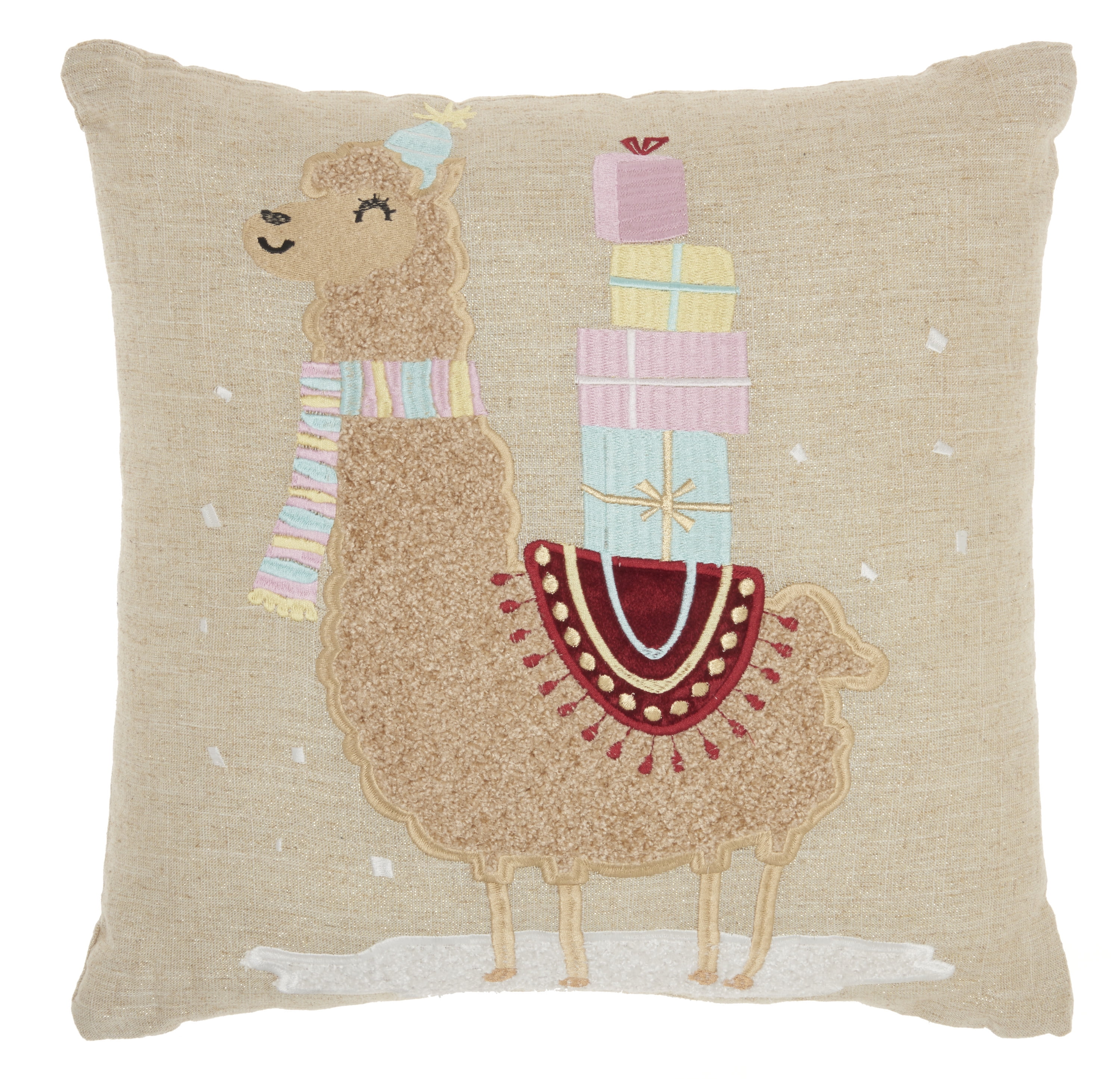 Nourison Holiday Pillows Natural Decorative Throw Pillow , 18"X18