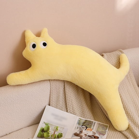39.4" Long Cat Plush Pillow, Soft Stretchy Cat-Shaped Stuffed Animal Body Pillow for Kids & Adults(Yellow)