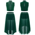 thumbnail image 3 of JanJean Filles Enfants Robe de Danse Lyrique Justaucorps de Ballet Ensembles Strass Haut Court avec Jupe Asymétrique Vert 14, 3 of 4