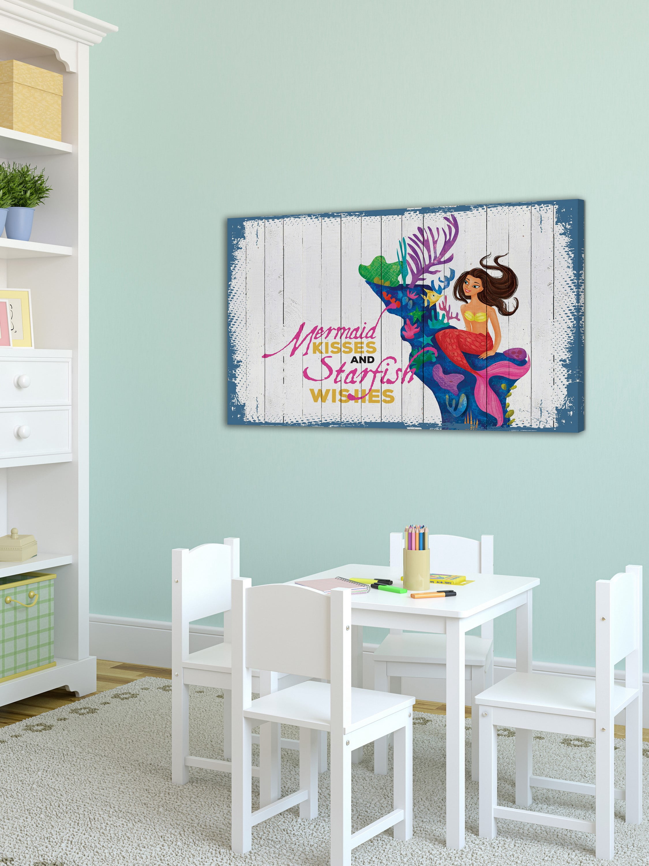 "Mermaid Kisses 3" Painting Print on Wrapped Canvas
