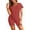 Dark Red, variant on Biker Short Sets Women 2 Piece Outfits Ribbed Pajama Short Sleeve Workout Set