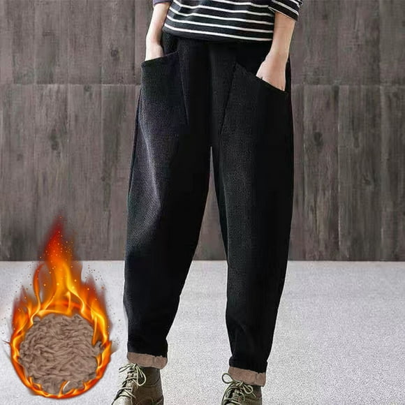 DondPO Halara Pants Women,Corduroy Pants Women Corduroy Pants For Women Casual Elastic High Waist Straight Leg Pants Loose Comfy Trousers With Pocket Lounge Pants Women,Womens Pants,Black Pants XL