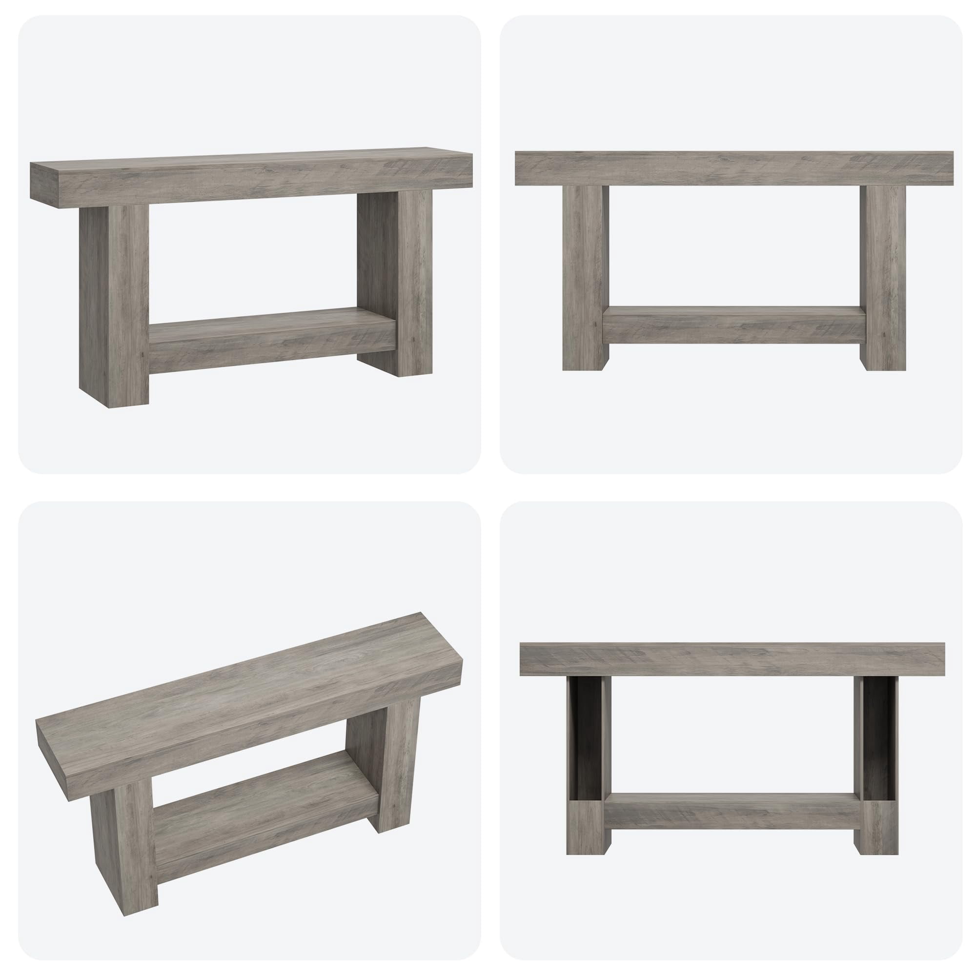 47 Inches/63 Inches Long Console Table for Entryway, 2-Tier Large Sofa Table with Storage, Farmhouse Console Table for Living Room, Wooden Entrance Entry Table for Entryway, Hallway