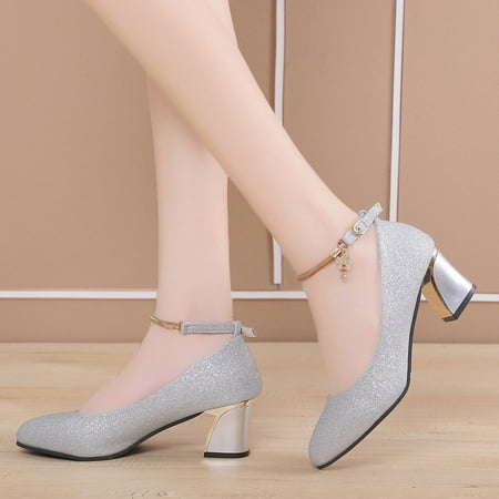 

White Dress Shoes for Women Mujer Heeled Silver Fashionable Zipper Waterproof Sandals Cheap Stuff Under 1 Dollar 35