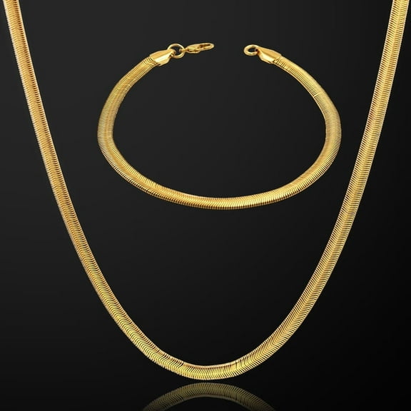 Gold Jewelry Set For Men Snake Foxtail Link Chain 14K Yellow Gold Necklace Bracelet Set Jewelry W221