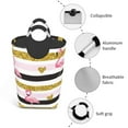 thumbnail image 4 of Lsque Gold Glittering Hearts and Flamingos Laundry Basket, Laundry Hamper, Dirty Clothes Hamper for Laundry, Collapsible, Waterproof Laundry Baskets with Aluminum Handles for Laundry, Dorm, Family, 4 of 6