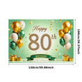 thumbnail image 2 of Green Backdrop Banner with Glittery Happy 80th Birthday Decoration Balloons Presents, Birthday Party Decorations Photography Props Backdrop Background, 2 of 7