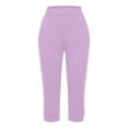 thumbnail image 6 of IDALL Capri Pants for Women Yoga Pants Women Womens Casual Pants High Waisted Pants Side Slit Pull On For Women Casual Lightweight Elastic High Waist Pants 2025 Summer Women'S Pants Purple 3XL, 6 of 6
