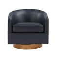 thumbnail image 3 of Comfort Pointe Irving Midnight Blue Faux Leather Wood Base Barrel Swivel Chair, 3 of 12