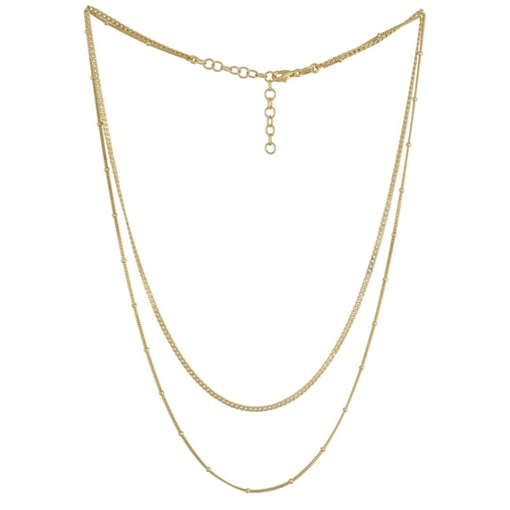 Brilliance Fine Jw Ss/18kgp Bfj 2strand Curb Neck 16``+2``