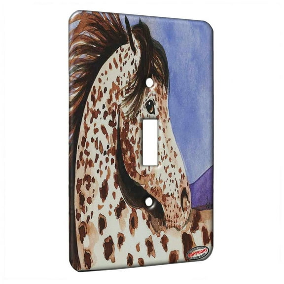 KuzmarK™ Single Gang Toggle Switch Wall Plate - Sorrel Leopard Appaloosa Head Study Horse Art by Denise Every