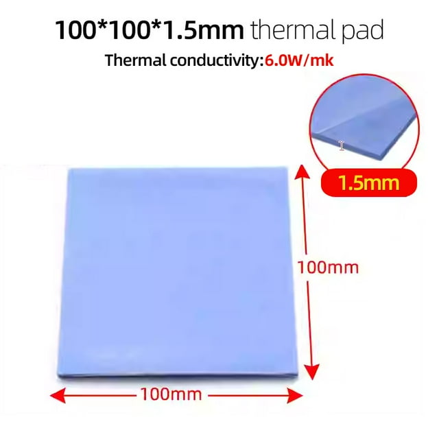 100mm 6.0W/mK PC Computer Processor GPU CPU Heatsink Cooling Thermal Pad High Performance 0.5/1/1.5/2/2.5/3mm Multi Thickness HP200 1.5MM