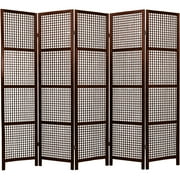 Oriental Furniture 6 ft. Tall Miyagi Shoji Screen - Walnut - 5 Panel