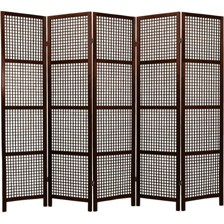 Oriental Furniture 6 ft. Tall Miyagi Shoji Screen - Walnut - 5 Panel