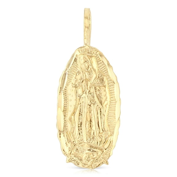 Ioka-14K Yellow Gold Religious Our Lady of Guadalupe Charm Pendant For Necklace or Chain