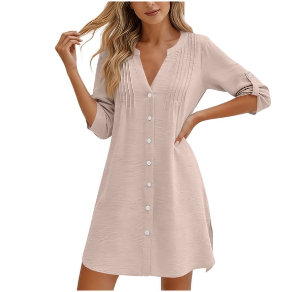 Hduncf Womens Beach Cover Ups V Neck Button Down Swimsuit Coverup Swimwear Bathing Suit Cover Up Trendy Summer Dress Yellow S