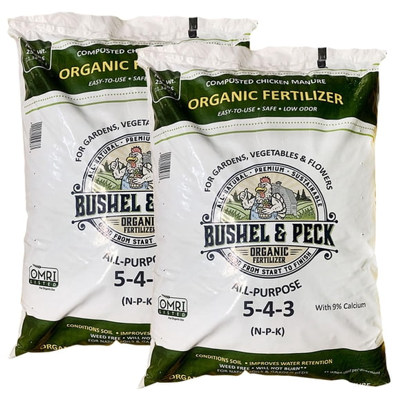 Bushel & Peck 5-4-3 Organic Pelleted Poultry Manure Fertilizer 50lb (2 ...