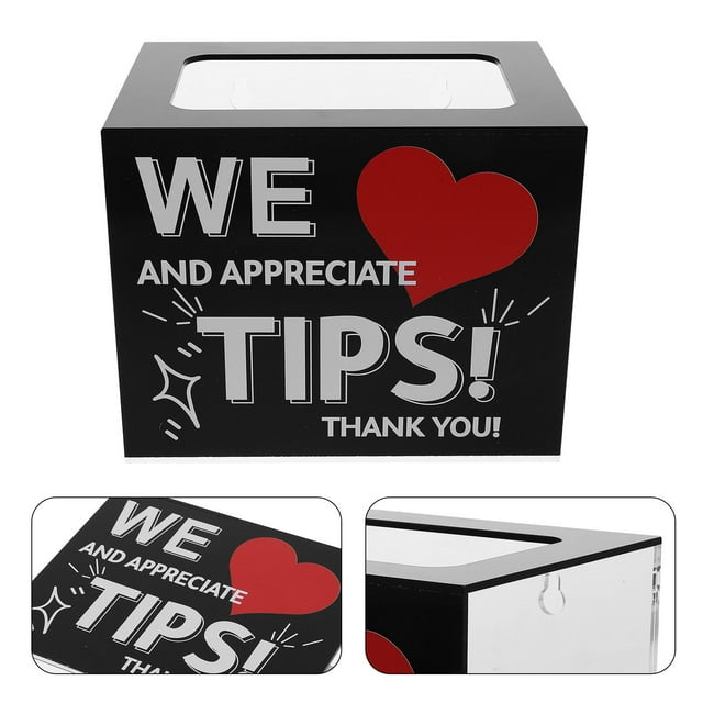 HEALEEP Black Acrylic Donation Box with Slot Transparent Money Storage Container for Fundraising Voting and Tips