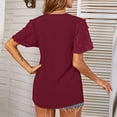 thumbnail image 4 of Sngxgn Women's T-Shirts V-Neck Print Short Sleeve Casual Tee Tops Cute Graphic Shirts Solid Color Blouse(RD1,XL), 4 of 6