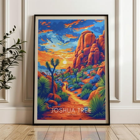 Joshua Tree National Park Travel Poster - Unites States Wall Art Print, Illustration Poster, Home & Office Decor, Gift Idea, Us Travel Print Wall Art, Modern Wall Decor, 16x24 UNFRAMED
