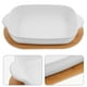 thumbnail image 2 of Bandeja de cerámica para hornear rectangular, plato pequeño de porcelana con base de madera, 2 of 8