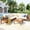 5: Beige,Teak, variant on Harper & Bright Designs Outdoor Metal Conversation Furniture Set, 8 Pieces Patio L Shaped Sectional Sofa Set with Glass Coffee Table and Wooden Coffee Table for Garden Backyard and Poolside, Beige