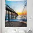 thumbnail image 1 of Beach Tapestry, Morning Scenery of Sunrise Pier and Calm Sea Sandy Shore Coast Print, Fabric Wall Hanging Decor for Bedroom Living Room Dorm, 5 Sizes, Apricot and Pale Sky Blue, by Ambesonne, 1 of 1