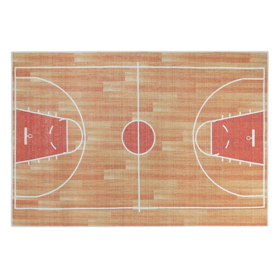 Sussex Home Low Pile Kids Rug for Playroom - Ultra-Thin Non-Slip Kids Area Rug - Washable Cotton Educational Rug for Kids Room - 39.5 x 59 Inches Basketball Rug for Kids