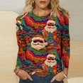 thumbnail image 2 of asdoklhq Crewneck Sweatshirts Women Christmas Women's Fashion Tees Casual Round Neck Loose T Shirt Long Sleeve Christmas Print Shirt Multicolor M, 2 of 6