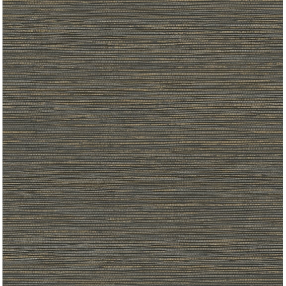 Advantage Alton Black Faux Grasscloth Wallpaper