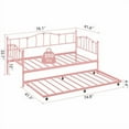 thumbnail image 2 of Daybed with Trundle Bed, Twin Size Day Bed with Pull-Out Trundle, Daybed with Love-Heart Headboard, Steel Slat Support, Metal Sofa Day Bed for Living Room, Bedroom, 2 of 8