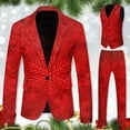 thumbnail image 2 of Elegant 3 Piece Formal Blend Tuxedo Jacket Vest Trouser Set Mens Suit Slim Fit Double Holiday Wedding Prom Groom, 2 of 7