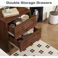 thumbnail image 4 of Nightstand, Side Table, End Table, Mid Century Modern Nightstand with Hollowed Drawers, Bedside Tables, Small Nightstands with Storage for Bedroom, Walnut, 4 of 8