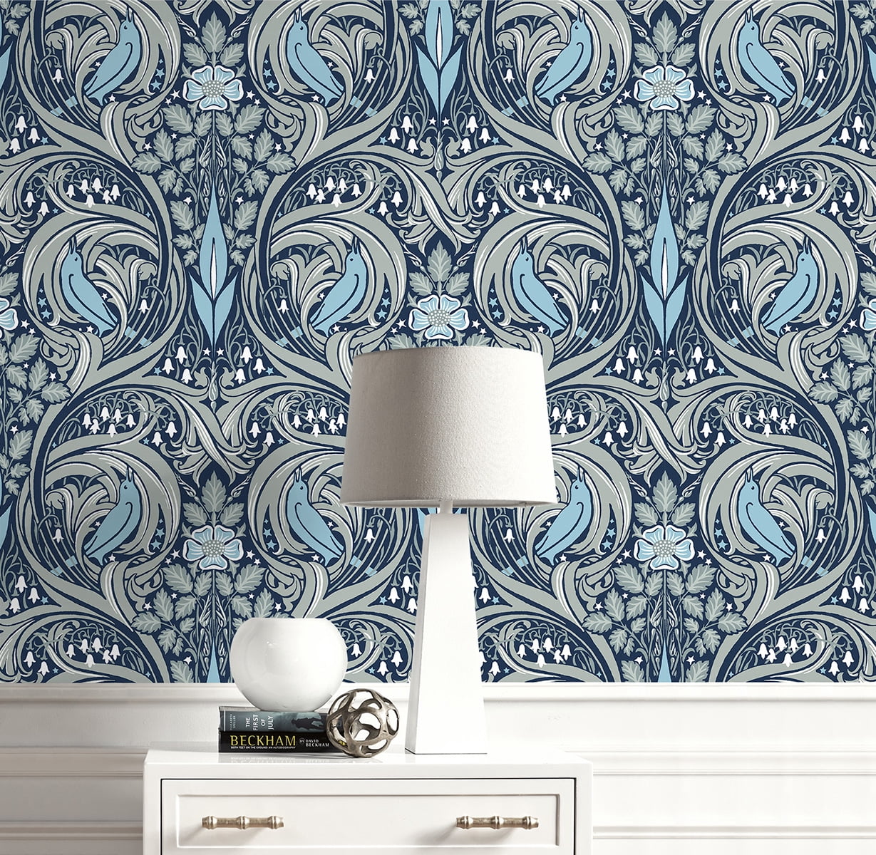 Seabrook Designs  Bird Ogee Prepasted Wallpaper - 20.5 in. W x 33 ft. L