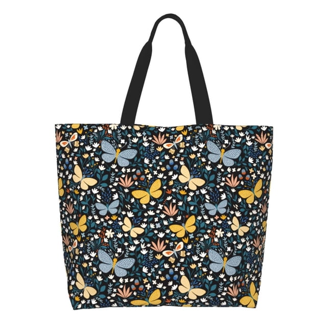 Disketp Flowers Butterfly Bolsa Tote Estampada para Mujer, Bolso de Hombro y de Mano para Compras y Viajes
