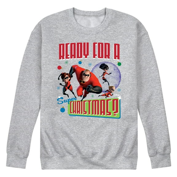 Disney The Incredibles - Holiday - Ready For A Super Christmas - Men's Crew Neck Fleece Pullover