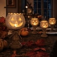 thumbnail image 5 of Small Vintage White Pumpkin Candle Holder, Distressed Wooden Candlestick, Rural Farmhouse Style Ornament, Festive Desktop Decor for Fall Halloween Thanksgiving, 5 of 7