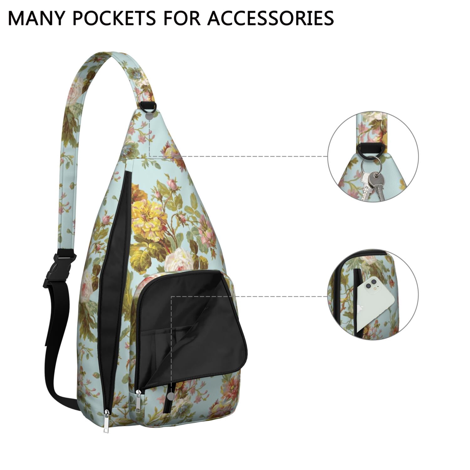 Durable Breathable Sling Bag with Floral Pattern for Tactical Use