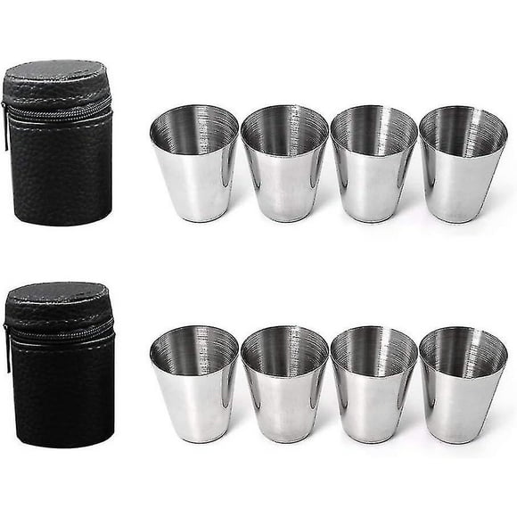 Flask S, 8 Piece Less Steel S, Metal Schnapps Glasses, Less Steel Set, Metal S With