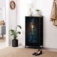 thumbnail image 6 of Gothic Dresser for Bedroom with 4 Storage Drawers Lit Candle Ornate Metal Candle Holder Warm Glowing Flame Dressers Chest of Drawers Steel Framed Fabric Closet Organizers for Dorm Entryway, 6 of 8