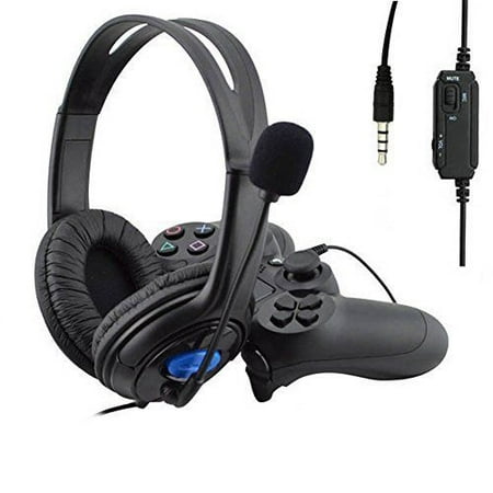 Wired Gaming Headset Earphones with Mic Microphone Stereo Bass Dinner for Sony PS4 PlayStation 4 Gamers