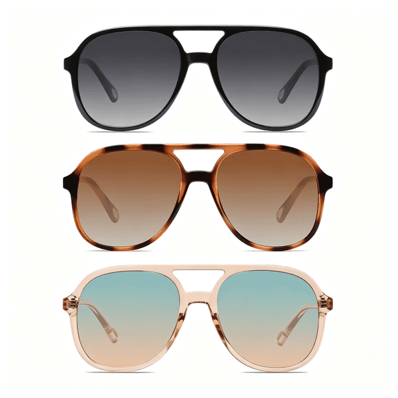 HBMYN Retro Square Aviator Sunglasses for Womens Mens Vintage 70S Double Bridge Sun Glasses, Classic Aviator Sunglasses for Women