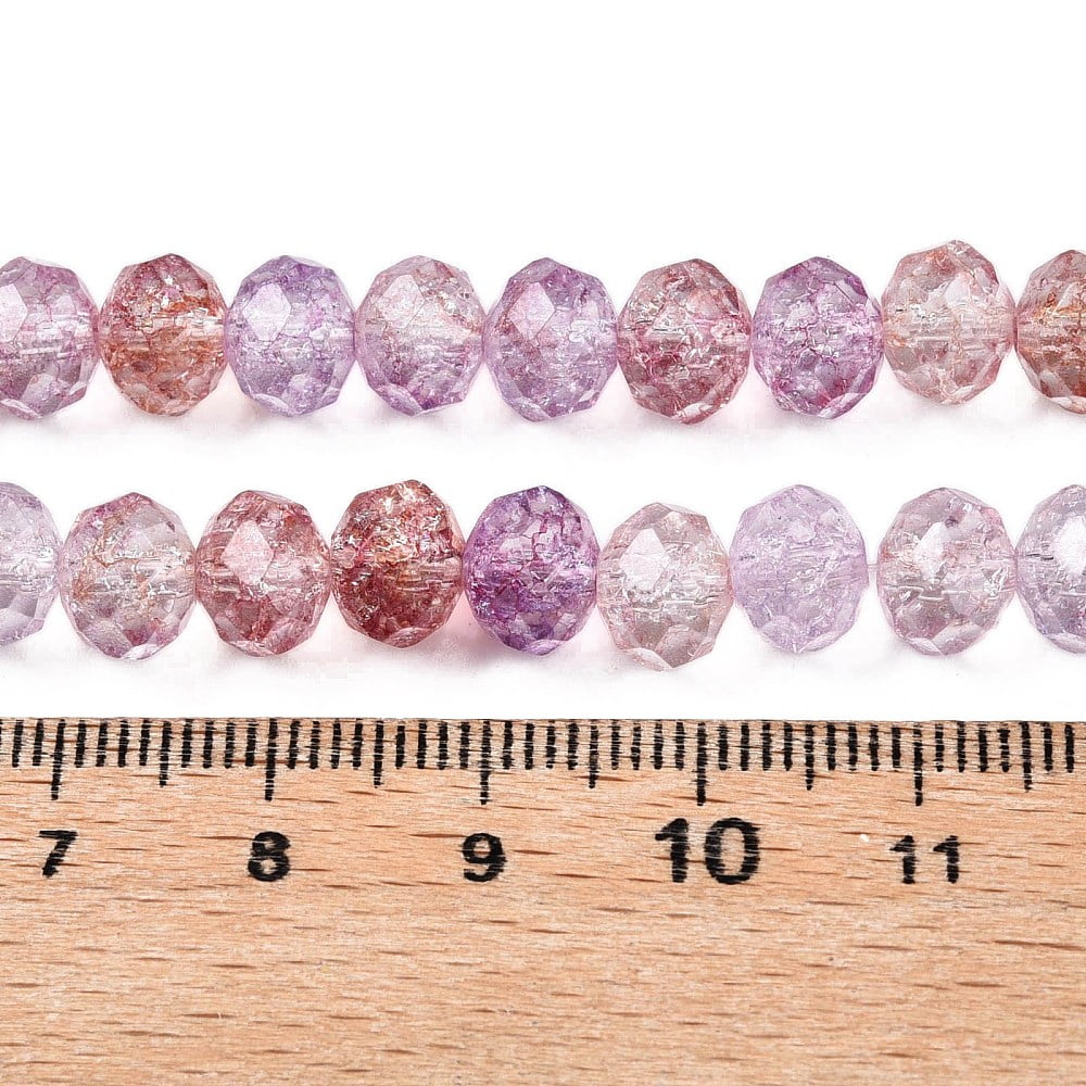 20strands Transparent Glass Beads Strands Faceted(32 Facets) Rondelle Plum 6x5mm Hole: 1mm about 80~85pcs/strand 38~40cm
