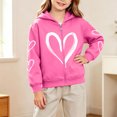 thumbnail image 2 of NAISIBABY Girls' Zip-Up Hoodie, Heart Print Long Sleeve Loose Fit Causal Sweatshirt Size 3T, 2 of 6