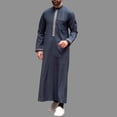 thumbnail image 1 of Ceisia Robe à Col Montant Brodée pour Homme Coupe Décontractée à Manches Longues Thobe Musulman Bleu m Cadeaux, 1 of 7