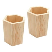 4 Pcs Pencil Case Wood Toothbrush Holder Stationery Organizers Pine Pen Holder Organizer Stationery Pine Wood Office