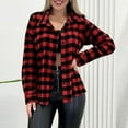 thumbnail image 2 of Wensltd Fashion Plaid Shirts for Womens Fall Long Sleeve Turndown Collar Women Coats, 2 of 6