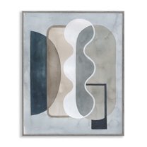 Stupell Industries Wavy Opaque Shapes Abstract Painting Gray Framed Art Print Wall Art, 16 x 20