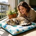 thumbnail image 5 of Pet Cooling Mat With Pillow – Gel Ice Pad For Cats & Dogs, Self-Cooling Comfort Bed, Non-Toxic, Washable & Foldable, Indoor/Outdoor, Large 19.69X25.59", 5 of 6